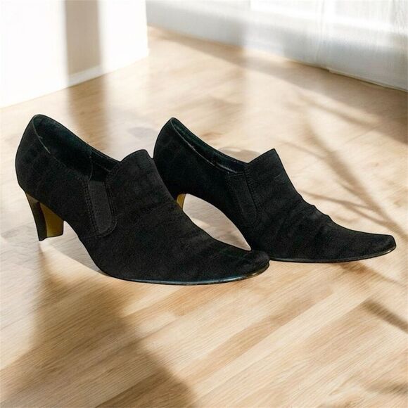 Liz Claiborne Black Textured Square Loafer Oxford Heels 7.5 - Picture 1 of 8